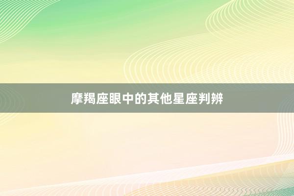 摩羯座眼中的其他星座判辨